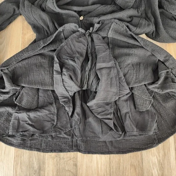 Lulus Black Long Sleeve Mini Dress Button Down Shirt Dress Medium - Picture 12 of 13